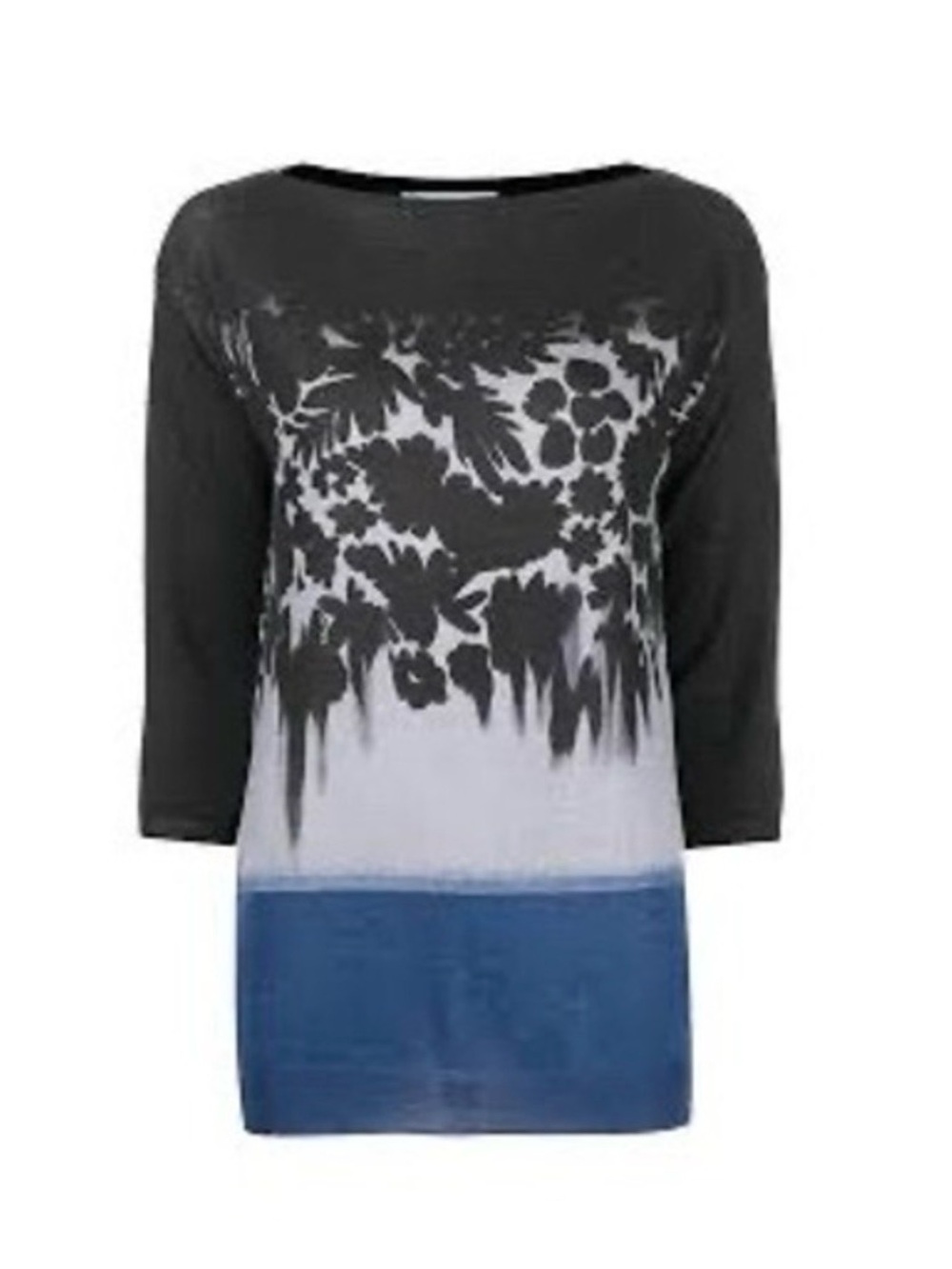 Prada Wool Silk Blend Floral Print Boat Neck Top IT 42 / US 6